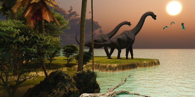 Brachiosaurs-near-the-water-AdventureDinosaurs