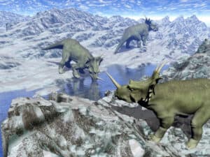 dinosaurs in the snow