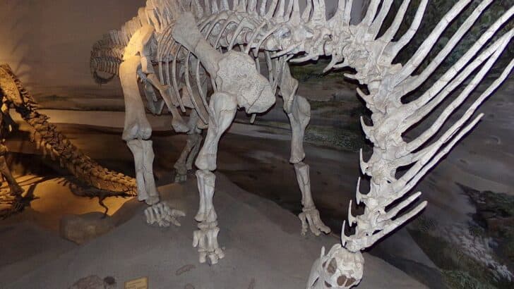 Amargasaurus skeleton with neural spines showing, Amargasaurus: Long Neck Dinosaur With Spikes On Its Back [Plus Other Spiky Armored Sauropods]