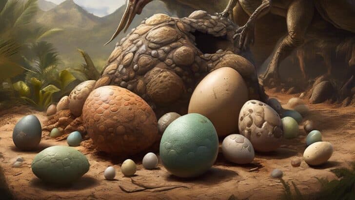 Many different dinosaur eggs in a nest, What Did Dinosaur Eggs Look Like?